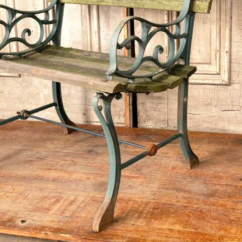 #49457 Small Vintage Wood & Metal Garden Bench image 4