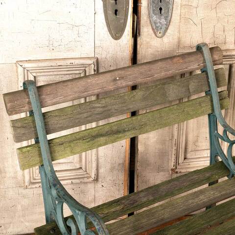 #49457 Small Vintage Wood & Metal Garden Bench image 6