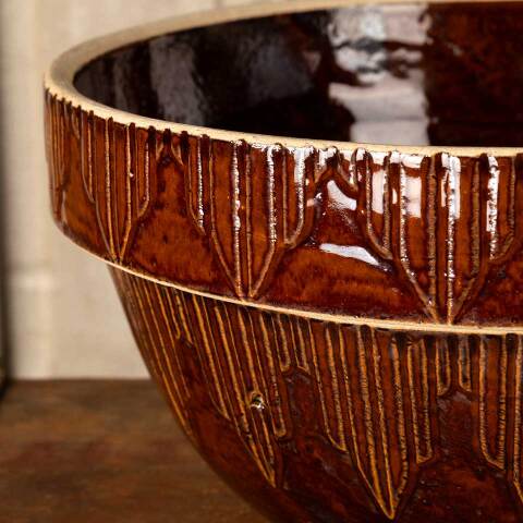 #49465 Antique Salt Glazed Stoneware Dough Bowl image 2