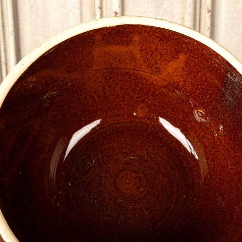 #49465 Antique Salt Glazed Stoneware Dough Bowl image 6