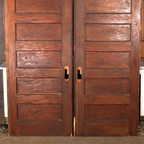 #49510 61x83 Antique 6 Panel Oak Pocket Doors image 7