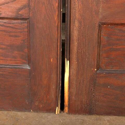 #49510 61x83 Antique 6 Panel Oak Pocket Doors image 8