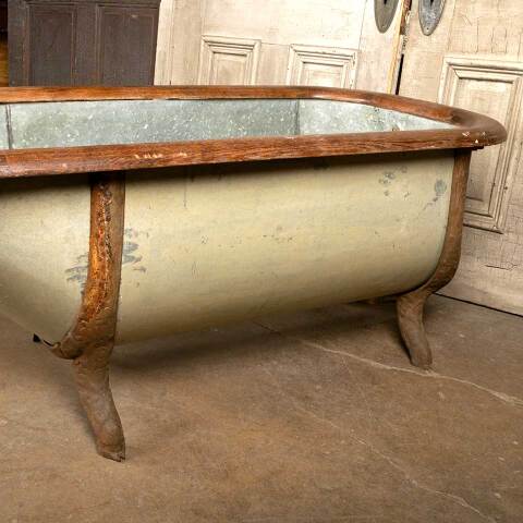 #49518 29x59 Antique Oak Rimmed Metal Bathtub image 4