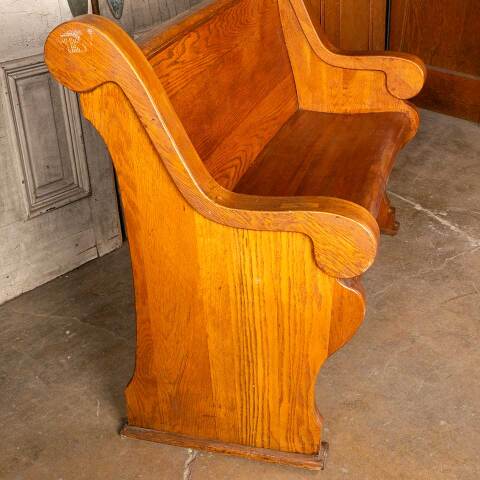 #49519 Antique Solid Wood Church Pew Bench image 4