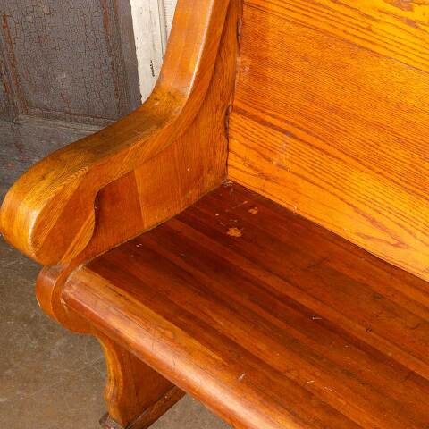 #49519 Antique Solid Wood Church Pew Bench image 5