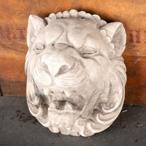 #49542 Plaster Lion Head Relief Plaque Ornament image 3