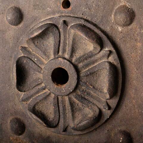 #49614 Antique Cast Iron Building Stabilizer Rosette image 7