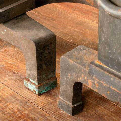 #49622 Large Antique Brass Fireplace Andirons image 5