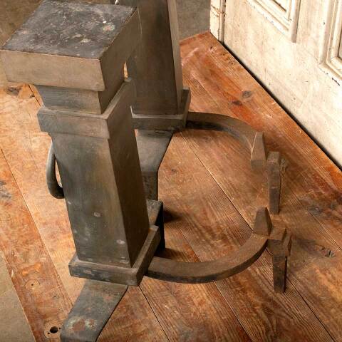 #49622 Large Antique Brass Fireplace Andirons image 7