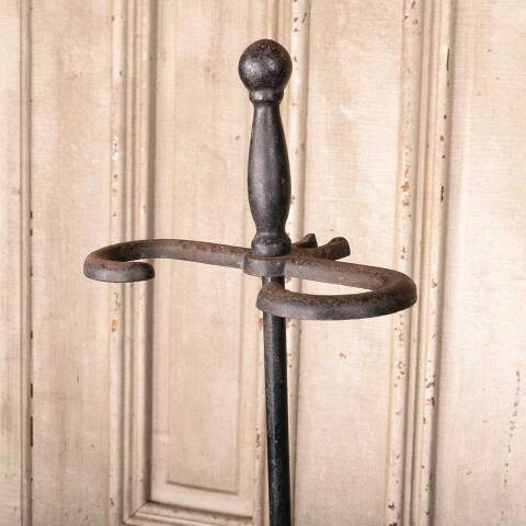 #49629 Antique Cast Iron Fireplace Tool Set & Stand image 5