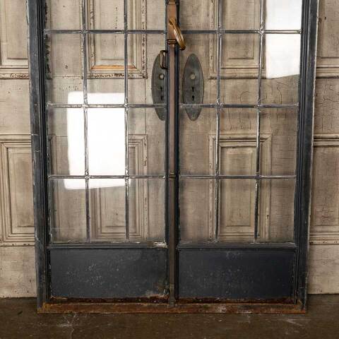 #49669 41x85 Antique Leaded Glass Casement Doors image 4