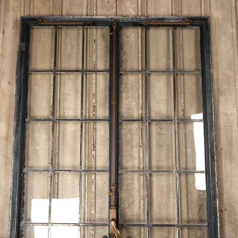 #49669 41x85 Antique Leaded Glass Casement Doors image 3