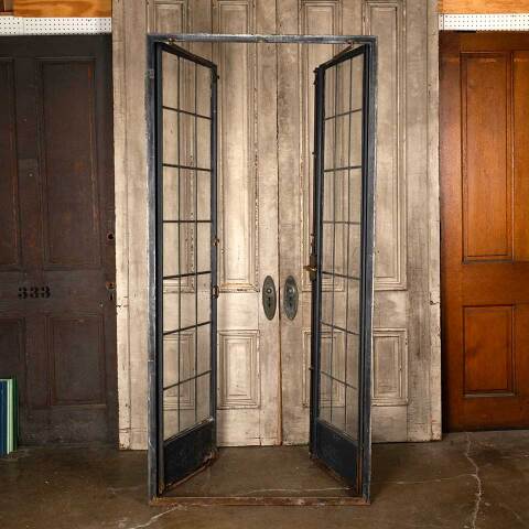 #49669 41x85 Antique Leaded Glass Casement Doors image 5