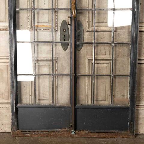 #49670 41x85 Antique Leaded Glass Casement Doors image 4