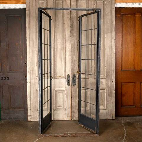 #49670 41x85 Antique Leaded Glass Casement Doors image 5