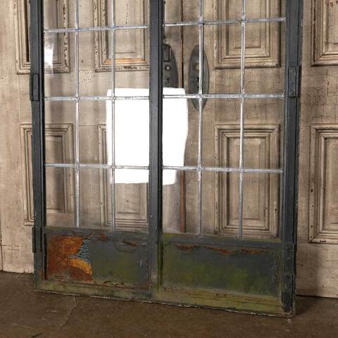 #49670 41x85 Antique Leaded Glass Casement Doors image 8