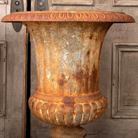 #49680 Pair of Large Cast Iron Garden Urn Planters image 7