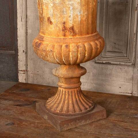 #49680 Pair of Large Cast Iron Garden Urn Planters image 8