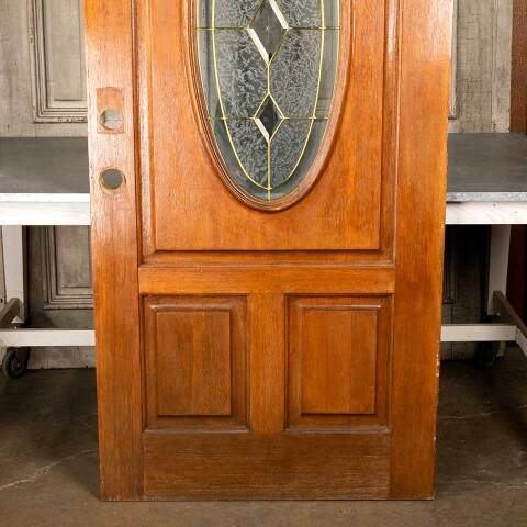 #49742 36x79 Oak Entry Door with Leaded Glass image 3