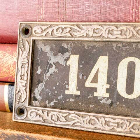 #49759 Antique Brass Framed Number 1400 Plaque image 3