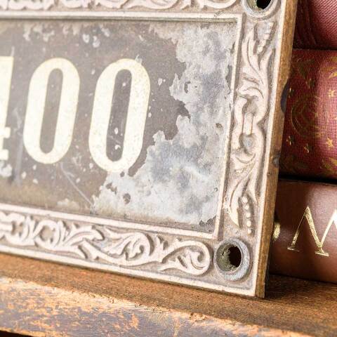 #49759 Antique Brass Framed Number 1400 Plaque image 5