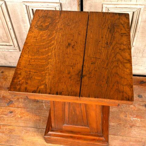 #49783 Antique Tapered Pine & Oak Pedestal Table image 3