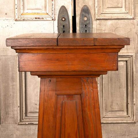 #49783 Antique Tapered Pine & Oak Pedestal Table image 6