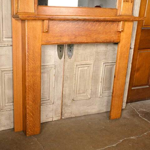 #49789 58x70 Salvaged Antique Oak Fireplace Mantel image 2
