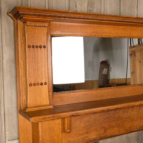 #49789 58x70 Salvaged Antique Oak Fireplace Mantel image 3