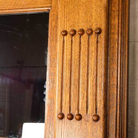 #49789 58x70 Salvaged Antique Oak Fireplace Mantel image 8