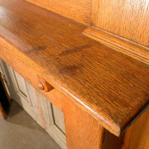 #49789 58x70 Salvaged Antique Oak Fireplace Mantel image 6