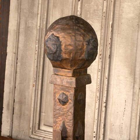 #49790 Antique Large Cast Iron Fireplace Andirons image 5