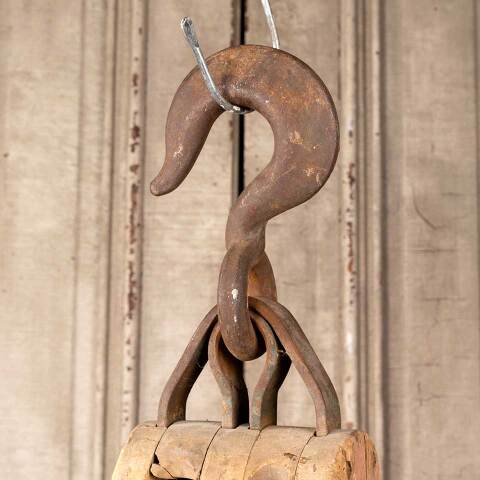 #49881 Antique Cast Iron & Brass Barn Pulley image 2