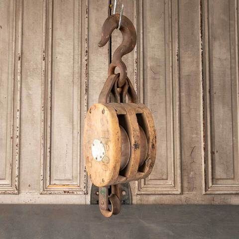 #49881 Antique Cast Iron & Brass Barn Pulley image 4