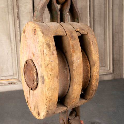 #49881 Antique Cast Iron & Brass Barn Pulley image 6