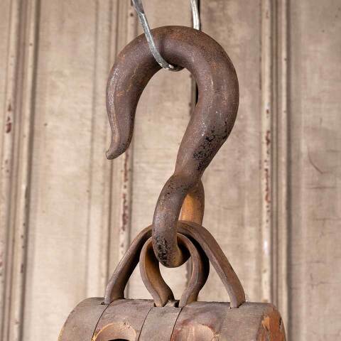 #49882 Antique Wood & Cast Iron Barn Pulley image 2