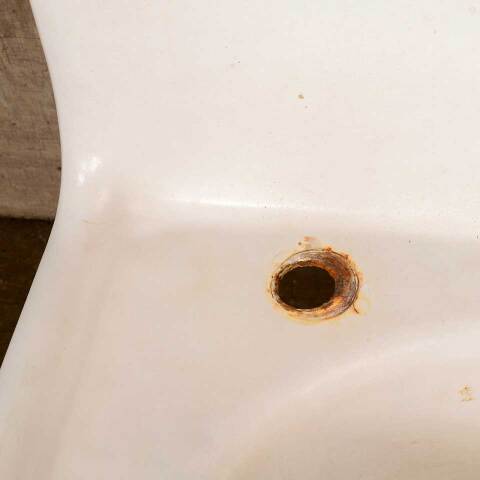 #49892 Antique Cast Iron Wall Mount Bathroom Sink image 4