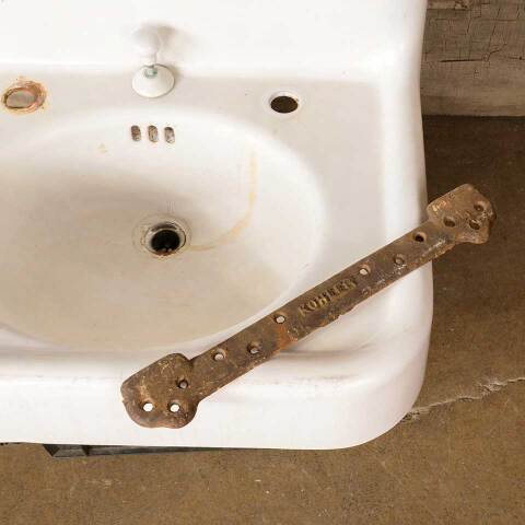 #49892 Antique Cast Iron Wall Mount Bathroom Sink image 8