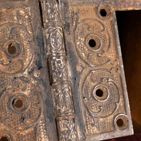 #49897 4 1/2" Antique Ornate Cast Iron Door Hinge image 4