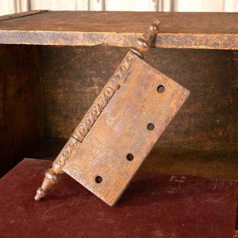 #49901 4 1/2" Antique Ornate Cast Iron Door Hinge image 5