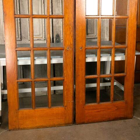 #49923 60x96 Antique Oak 18 Lite French Doors image 7