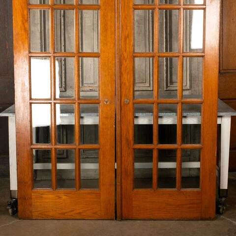 #49923 60x96 Antique Oak 18 Lite French Doors image 3