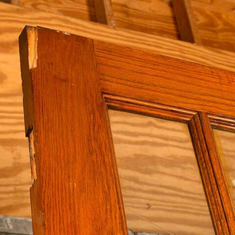 #49923 60x96 Antique Oak 18 Lite French Doors image 4