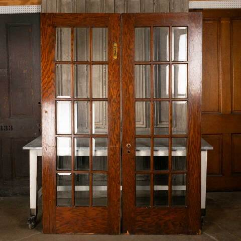 #49951 59x83 Antique Oak 15 Lite French Doors image 6