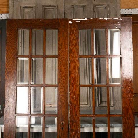 #49951 59x83 Antique Oak 15 Lite French Doors image 2