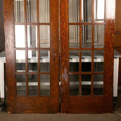 #49951 59x83 Antique Oak 15 Lite French Doors image 3