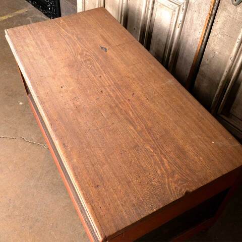 #49964 Antique Painted Wood Storage Chest Trunk image 8