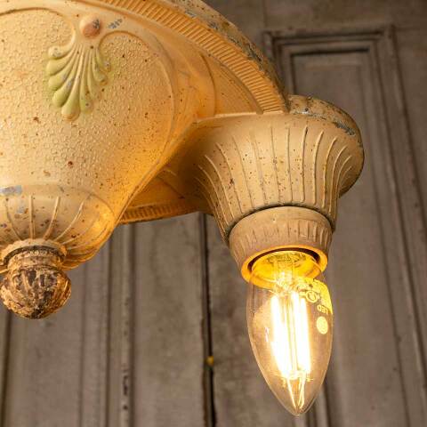 #50038 Salvaged Antique 2 Bulb Ceiling Light Fixture image 5