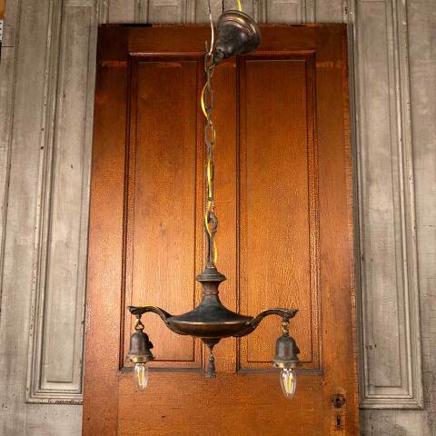 #50041 Salvaged Antique Victorian 2 Bulb Chandelier image 2