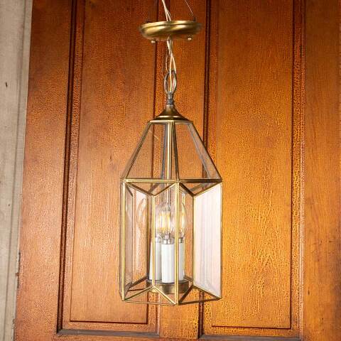 #50044 Vintage 3 Bulb Brass Chandelier Light Fixture image 2